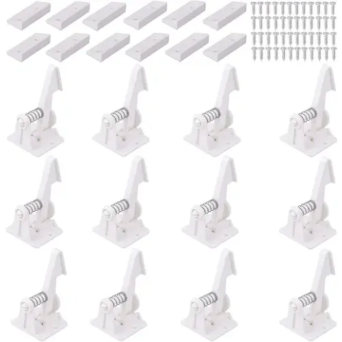 Vmaisi 12 Pack Cabinet Locks Child Safety Latches - Easy Install No-Drill | Baby Proofing with Strong Adhesive hold, Easy Installation with Cradle, Protects curious toddlers