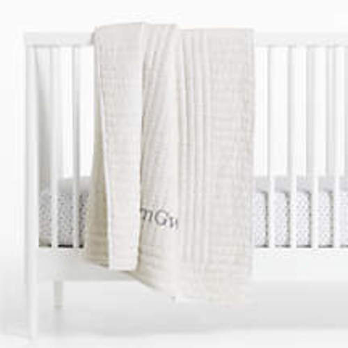 Personalized Comfy Tee Keepsake Stitched Grey 100% Organic Cotton Jersey Crib Quilt