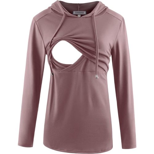 Women's Nursing Hoodie Sweatshirt Long Sleeves Breastfeeding Maternity Tops Casual Clothes