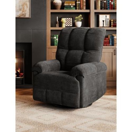 Manual Recliner Chair, Swivel Rocker Chair for Adults, Ergonomic High Back Silent Nursery Glider, Upholstered Fabric Reclining Sofa Chair