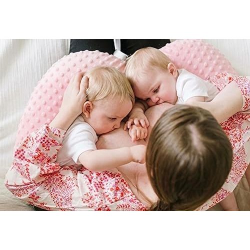 Twin Z The Pillow - Pink - The #1 Rated Twin Breastfeeding Pillow! A Must Have for Twins! - Cuddle Pink DOTS