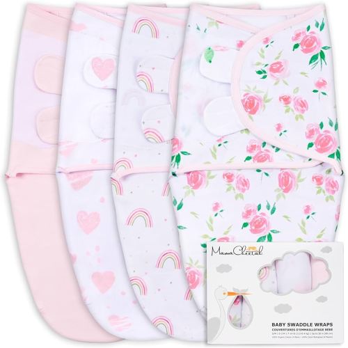 Mama Cheetah Baby Swaddle Sack, Organic Swaddling Blanket, Newborn Swaddle Sleep Sacks, Adjustable Infant Swaddle Wrap, Easy Swaddles for Boy Girl 0-3 Month