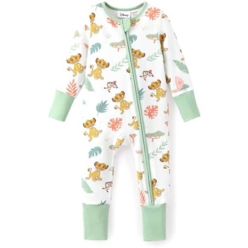 Disney Baby Organic Cotton Zipper Footie Clothes Romper Outfit for Nb-Inf