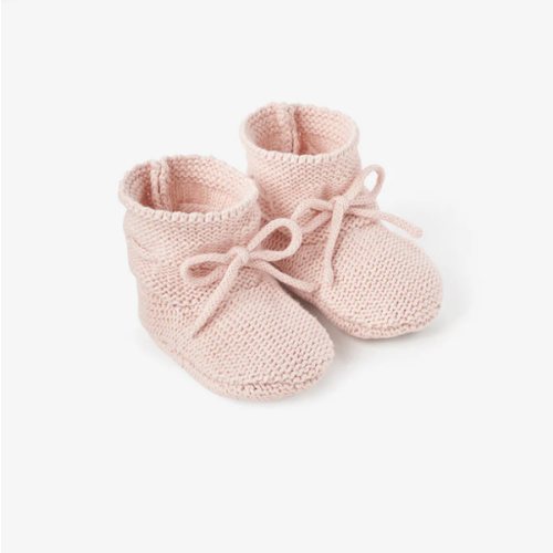 Pale Pink Garter Knit Baby Booties