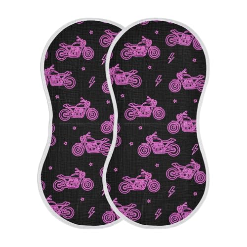 Emelivor Motorcycles Purple Lightning Pattern Muslin Burp Cloths for Baby Super Soft Baby Burp Cloths Set of 2 Absorbent Baby Washcloths Bibs Towel Spit Up Burping Rags for Girls Boys Newborn