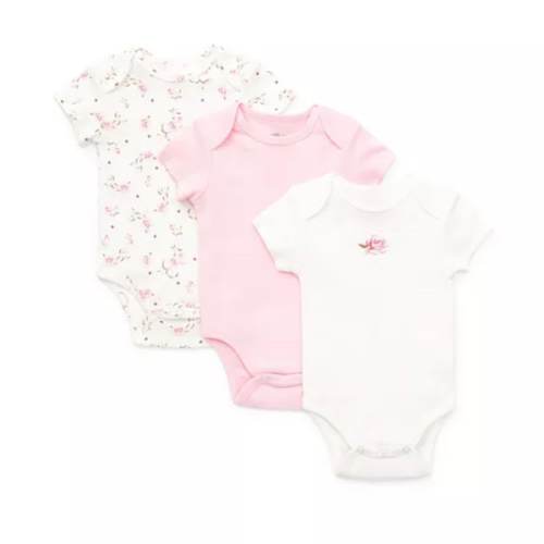 Girls' Rose Bodysuits, 3 Pack - Baby
