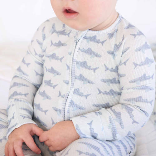 Fins Up Bamboo Waffle Convertible Zip Romper