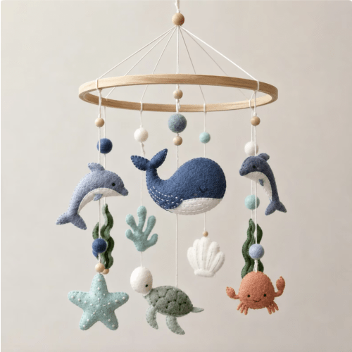 Ocean Baby Mobile - Whale Crib Mobile - Handmade Sea Animal Nursery Decor - Under the Sea