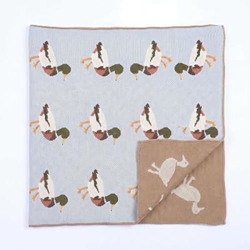 Adorable Mallard Duck Knit Cotton Throw Blanket, 47.2 x 31.5 Inch