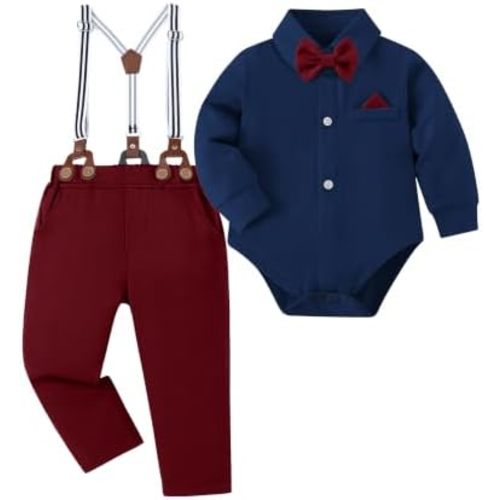 ZOEREA Baby Boys Suit Dress Clothes Suspender Pants Gentleman Outfit 0-24M