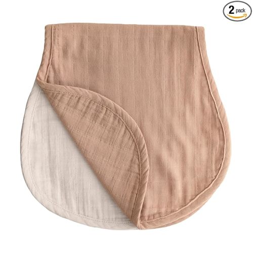 mushie Muslin Baby Burp Cloths | 100% Organic Cotton, Set of 2 (Natural/Fog)