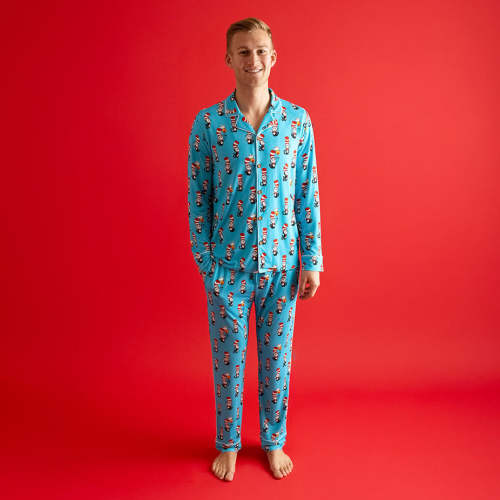 Blue Long Sleeve Luxe Men's Pajamas | Dr. Seuss Cat in the Hat