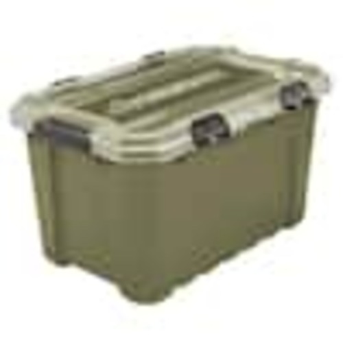 Husky 20-Gal. Professional Heavy Duty Waterproof Stackable Plastic Storage Container with Hinged Lid