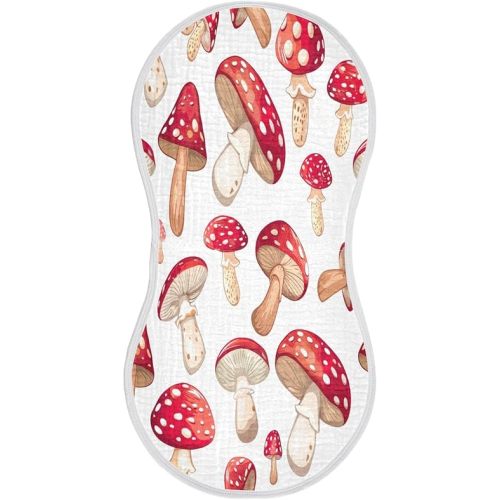 YETTASBIN Mushroom Muslin Baby Burp Cloth, Super Soft Absorbent Cotton Burp Rag Baby Bibs Feeding Cloth for Newborn Boys Girls Registry Gift