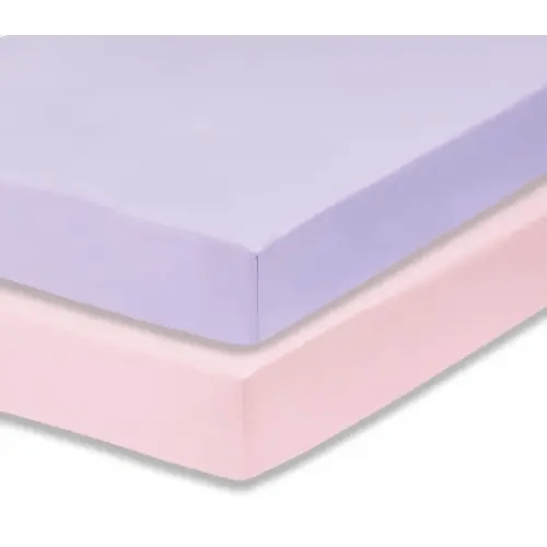 Everyday Kids 2-Pack Fitted Crib Sheets, 100% Soft Breathable Microfiber Baby Sheet, Fits Standard Size Mattress 28in x 52in, Lavender, Pink Nursery Sheet