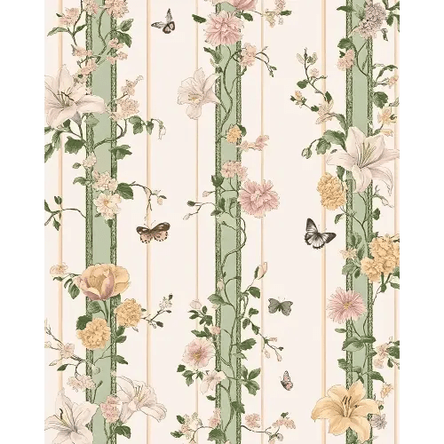 BOKEBEVE Boho Floral Peel Stick Wallpaper Beige Pink 17.5 x 393.5In