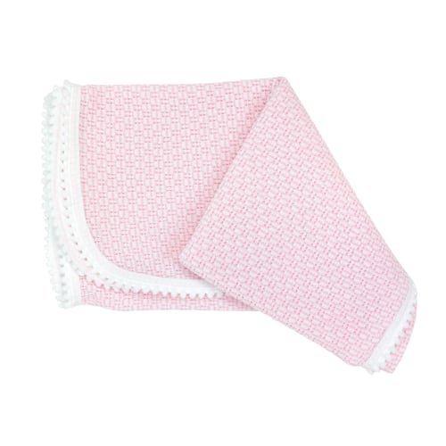 Solid Color Blanket with Pom Pom Trim