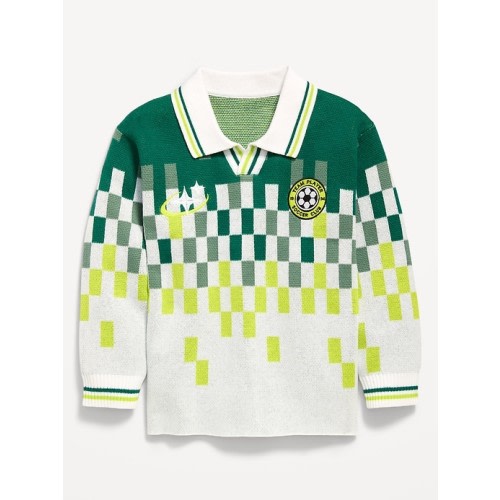 Long-Sleeve Collared Soccer Sweater for Toddler Boys