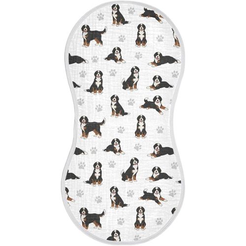 1 Pack Muslin Burp Cloths Bernedoodle Dogs White Cotton Baby Burp Cloths Ultra Absorbent and Soft Thick Burping Cloth for Newborn Baby Boys Girls 22x11 Inch