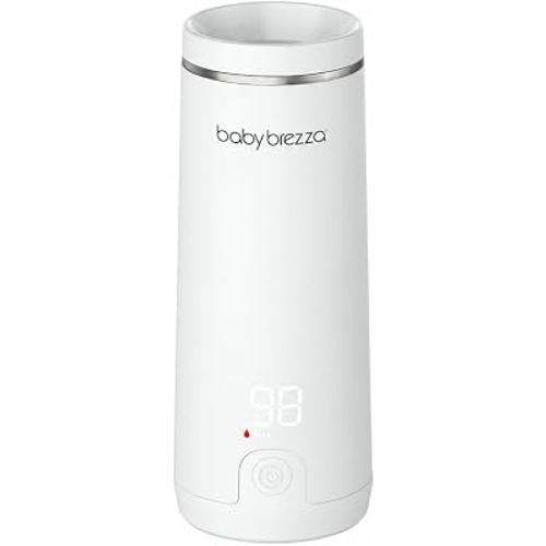 Baby Brezza Portable Baby Bottle Warmer - Breastmilk + Formula Safe, White | 3x Faster Travel Warming, Up to 8 Bottles with 4 Temp Settings, No Bottle Adapters + Safe, Even Heating, Dishwasher Safe