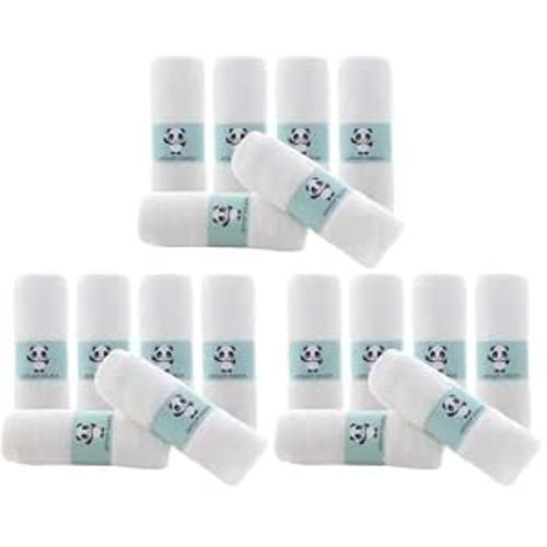 HIPHOP PANDA Baby Washcloths, Rayon Made from Bamboo - 2 Layer Ultra Soft Absorbent Newborn Bath Face Towel - Reusable Baby Wipes for Delicate Skin - White, 18 Pack