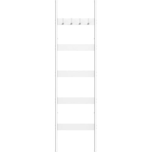 HOOBRO Blanket Ladder, 5-Tier Towel Rack with Hooks, Wall-Leaning Blanket Rack, Decorative Display Ladder Shelf, for Scarves, Industrial, Living Room, Bedroom, White WW52CJ01