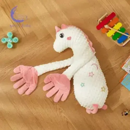 Baby Soothing Red Bean Stuffed Pillow - Automatic Patting Hand, Cuddly Stuffed Animal, Soft Huggable Soothing Doll, Baby Accessories - TikTok Shop