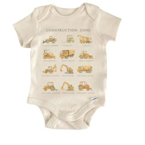 Construction Zone Newborn Baby Bodysuit Natural Newborn