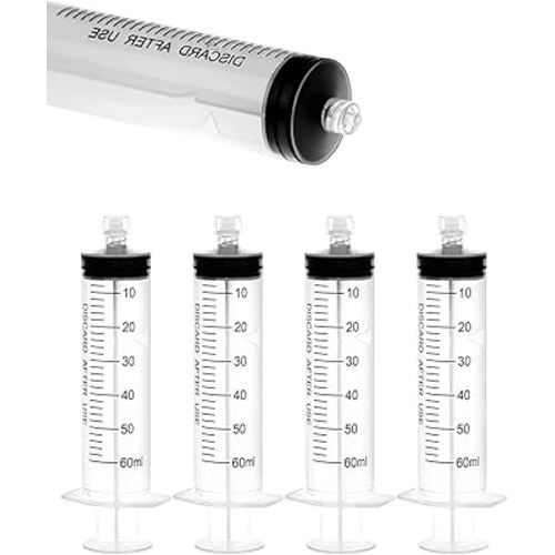 60mL Luer Lock Syringes without Needle - Syringe with Cap, Sterile Individually Sealed, Professional, Industrial & Personal Home Care, 10 Pack