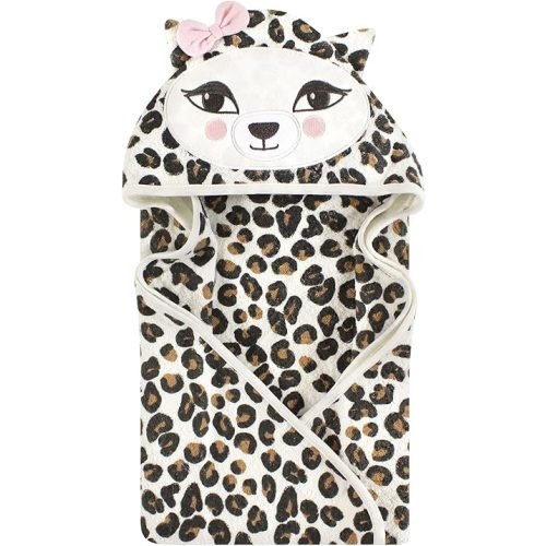 Hudson Baby Unisex Baby Cotton Animal Face Hooded Towel, Leopard, One Size