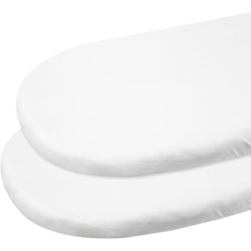 Gllquen Baby Bassinet Sheets 2 Pack, 100% Organic Cotton Bassinet Fitted Sheets for Girls Boys, Soft & Breathable Unisex Baby Mattress Sheet for Standard Bassinets 33"x17"(White)