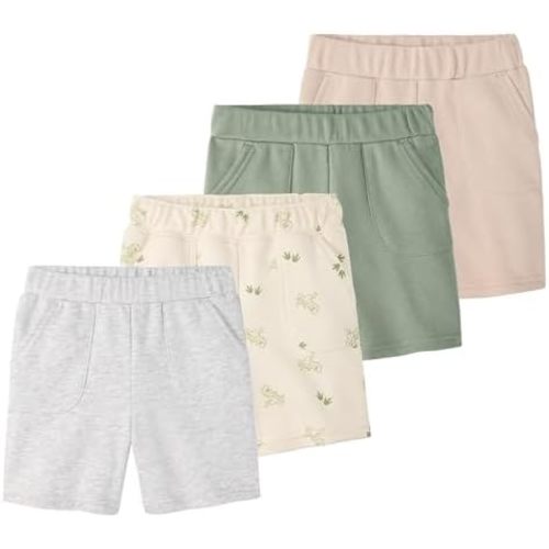 Garanimals Baby & Toddler Boy French Terry Shorts - Machine-Washable Kid's Clothes - Size 0-6T - 4 Pack
