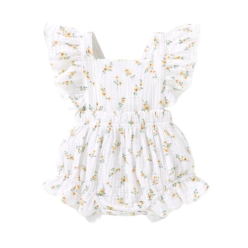 Happy Town Newborn Baby Girl Clothes Infant Summer Romper Sleeveless Floral Cute Outfits One Piece Jumpsuit Bodysuit