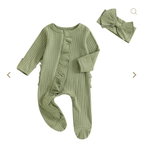 Ribbed Ruffle Footie Set