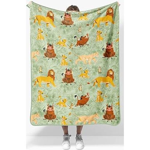 Disney Lion King Plush Throw Blanket - Measures 40 x 50 Inches - Super Soft Lightweight Fleece Safari Animals Bedding with Simba
