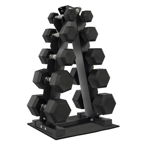 Rubber Coated Hex Dumbbell Weight Sets and Storage Rack, 100LBS Set or 150LBS Set, 5-20 lbs Pairs or 5-25 lbs Pairs