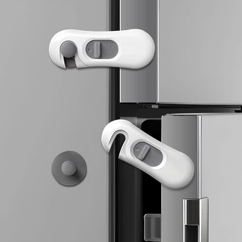 5-Pack Child Proof Refrigerator Lock with 3M Adhesive, Baby Child Safety Cabinet Locks, Kids Safety Fridge Locks for Oven Drawers Freezer Door Latches- White