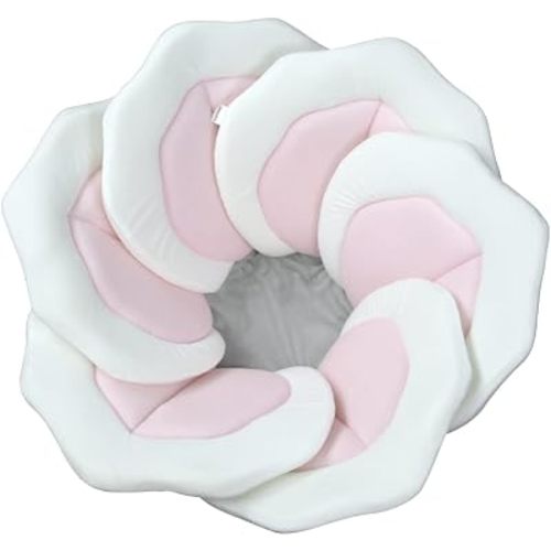 Baby Bath Pad for Infants & Newborns — Soft Petal Shape Bathtub & Sink Support Mat, Plush Washable Baby Bath Cushion, Safe & Comfortable Shower Essential Gift (31", Pink)