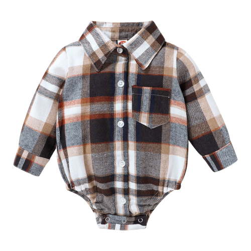 Younger Tree Newborn Baby Boy Girl Christmas Long Sleeve Plaid Flannel Shirt Romper Clothes Outfits for 0-3 Months