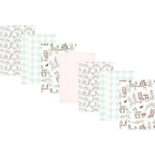 Hudson Baby Unisex Baby Cotton Flannel Burp Cloths, Girl Woodland Pals, One Size
