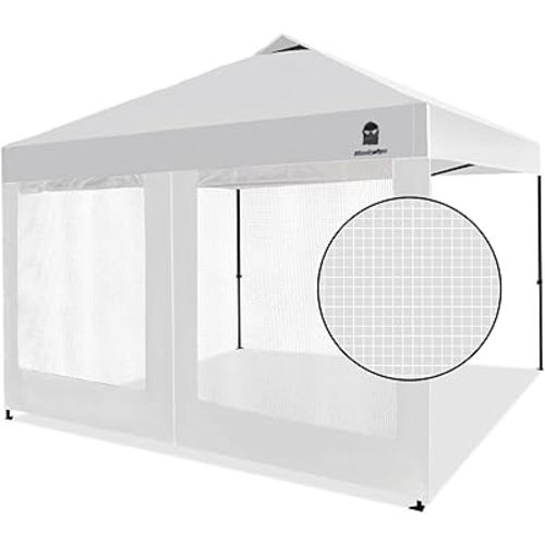 Mesh Sidewall for 10x10 Pop Up Canopy - Straight Leg, Commercial Grade White Mesh Walls with Window and Door, 1 Pack Canopy Sidewall Only, White