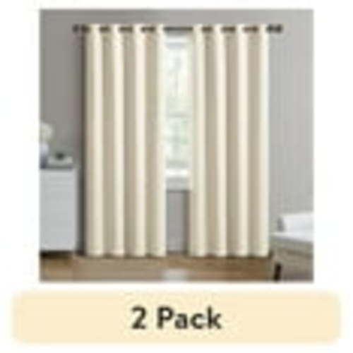 (2 pack) Better Homes & Gardens Woven Textured Grommet Blackout Curtain Panel, 1-Piece, Ivory, 50" W x 84" L