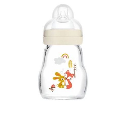 MAM Feel Good Glass Baby Bottle - Cream/Clear - 6oz