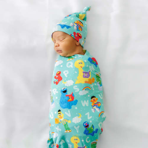Spelling with Sesame Street Swaddle + Hat Set
