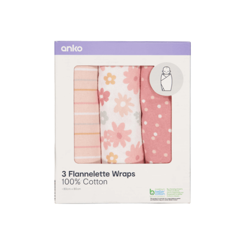 3 Pack Flannelette Wraps - Floral