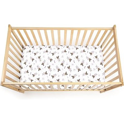 Extra Soft Cotton Fitted Crib Sheet, Ballerina Theme (Zhara) - Standard Size, 1 Pack, Pink,Small Single