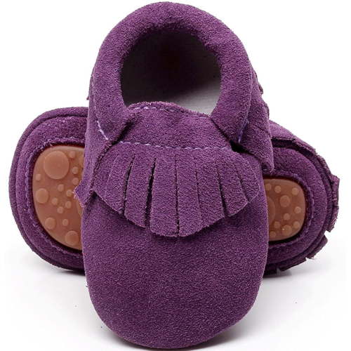 Leather Baby Moccasins Hard Soled Tassel Crib Toddler Shoes for Boys and Girls
