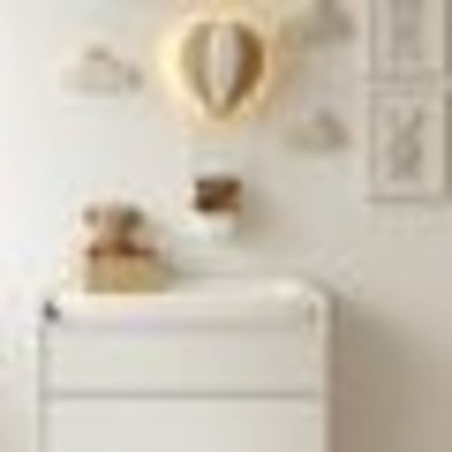 Nursery Air Balloon Lamp with Teddy Bear: Soft Cloud LED Wall Decor