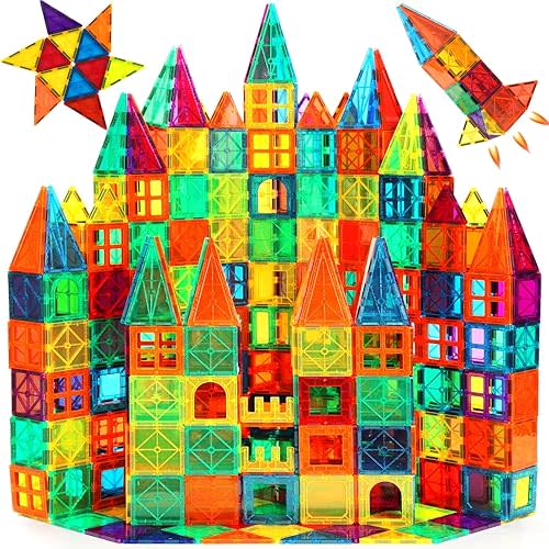 Magnetic Tiles, 110PCS Magnet Building Set, Magnetic Building Blocks,Construction STEM Learning and Playing Toys for Kids, Montessori Toy for Preschool Boys Girls Toddlers Classroom Must-Haves
