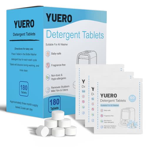 Professional Deep Cleaning Detergent Tablets for All Baby Bottle Washers, Washer Tablets for Bottle Washer and Sterilizer and Dryer, Easy to Use (180Pcs)